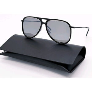NEW SAINT LAURENT CLASSIC 11 RIM 002 BLACK, SILVER SUNGLASSES